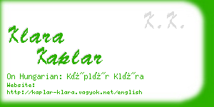 klara kaplar business card